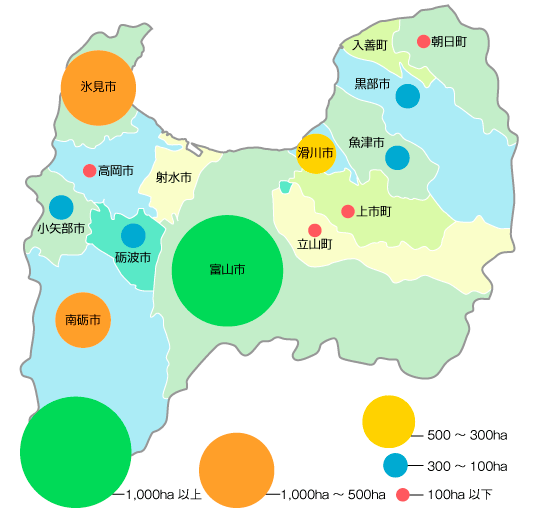 富山県の棚田の分布図